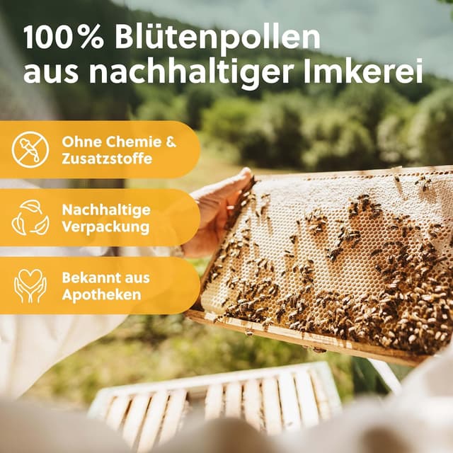 Detalle 2 de beegut Blütenpollen BIO (250 g) mild süß – 100 % Bio, natürlich und schonend gewonnen