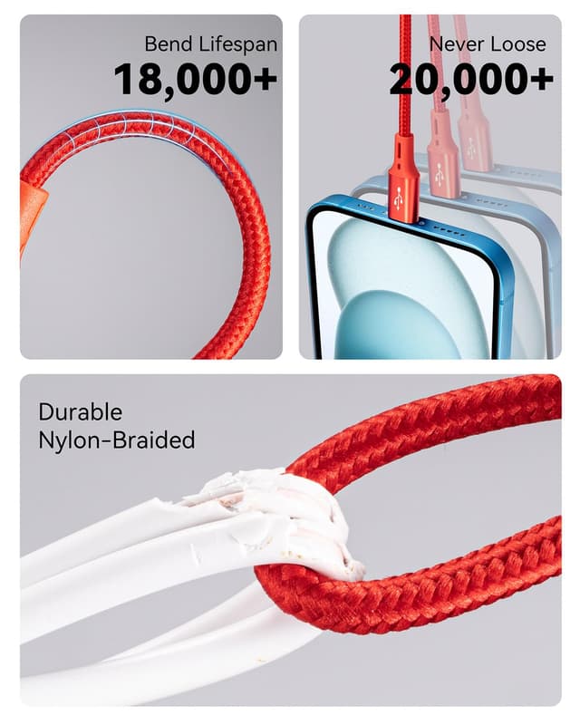 Detalle 2 de ASICEN USB Ladekabel 3‑in‑1 35 cm 🔌