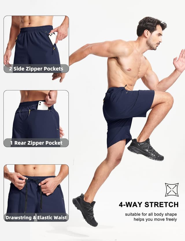 Detalle de MAGCOMSEN Pantaloncini uomo sportivi leggeri e traspiranti, asciugatura rapida con cintura elastica e laccetto