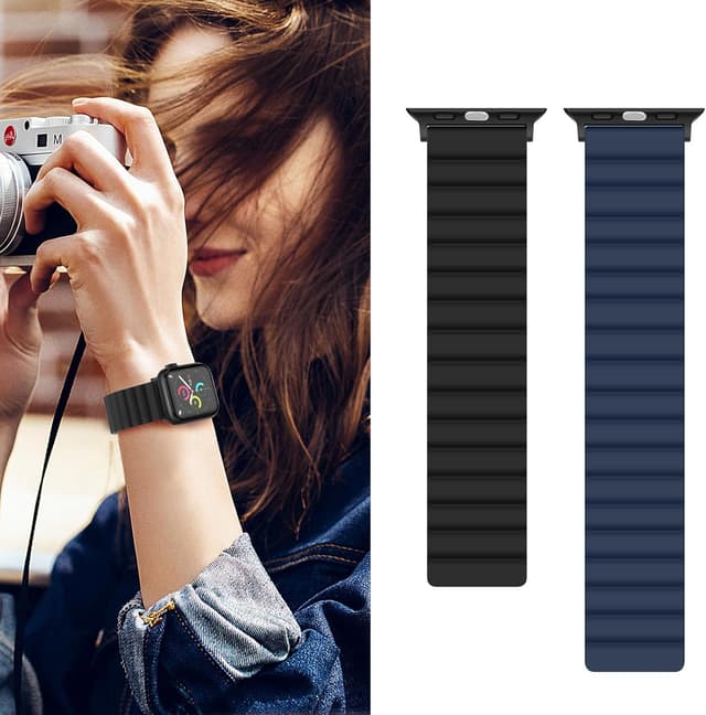 Detalle de Anlinser Magnetic Bands for Apple Watch (49/46/45/44/42/41/40/38mm) — Double-Sided Reversible Silicone Strap