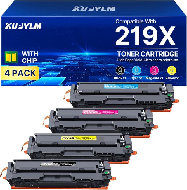 Detalle de KUPYLM 219X toner compatibile con chip (219A) per HP Color LaserJet Pro: 4-pack nero, ciano, magenta e giallo