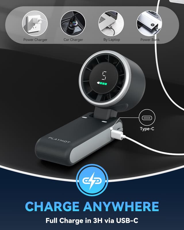 Thumbnail 6 de PlayHot Portable Handheld Turbo Fan 5 Gear Wind