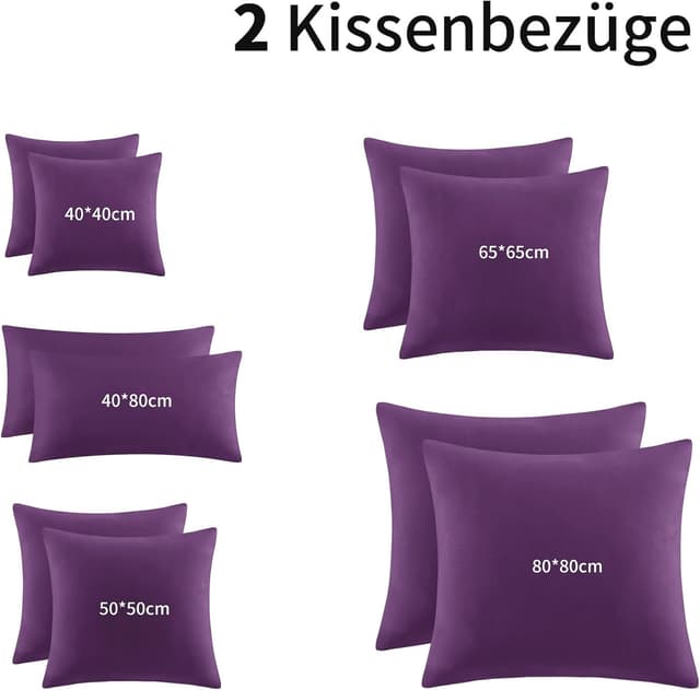 Detalle 2 de Aisbo Kissenbezug 40 x 80 2er-Set (lila) aus Mikrofaser mit Reißverschluss, ÖKO-TEX