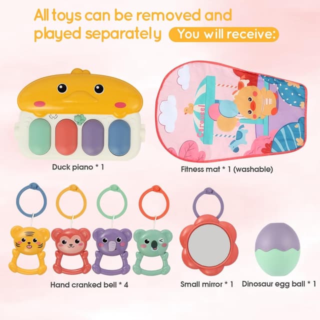 Thumbnail 5 de iFunLong Baby Play Mat Baby Gym with 5 Toys