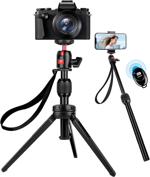 Detalle de JOILCAN Mini Stativ aus Aluminium mit 360°-Kugelkopf und Fernbedienung (bis 4 kg)