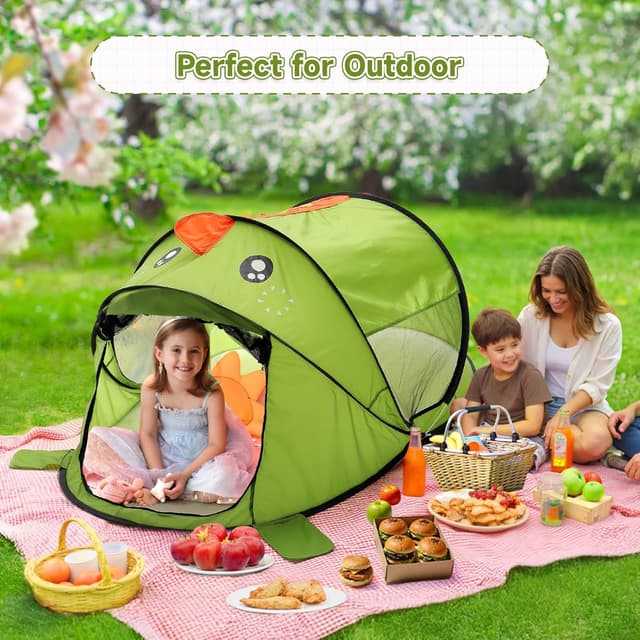 Thumbnail 6 de BTGGG kids pop up tent (green dinosaur) for indoor & outdoor play, foldable portable toddler playhouse