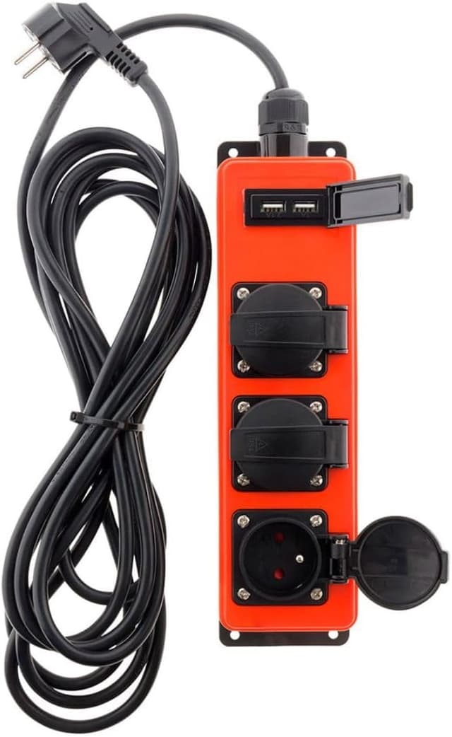 Detalle de Zenitech multipresa stagna 3 prese 16A 2P+T con 2 porte USB 2,1A