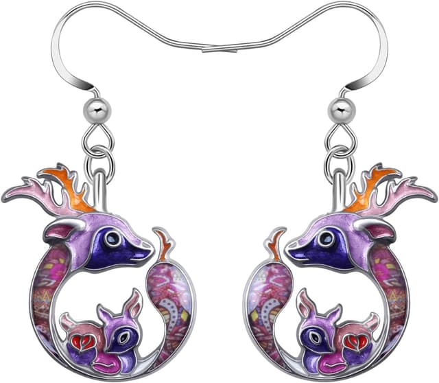 Detalle de Boucles d’oreilles pendantes LONYOO à thème animaux (émail) pour la Fête des Mères