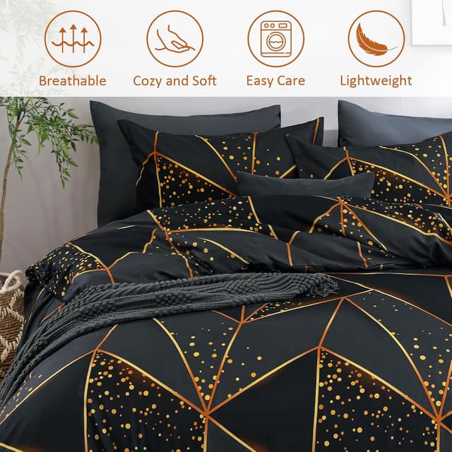 Detalle 1 de DJY Double Geometric Double Duvet Cover Set (200x200cm) – 3-Piece with Hidden Zipper