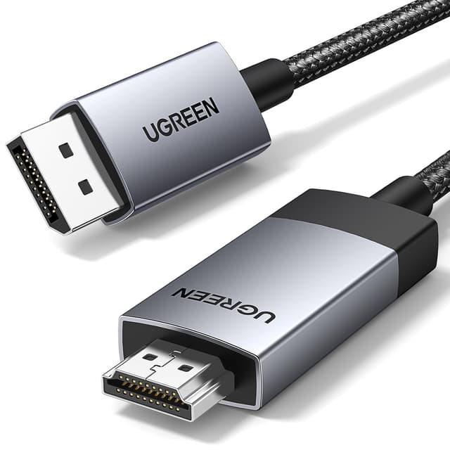 Detalle de UGREEN 4K@60Hz DisplayPort to HDMI cable (DP 1.2 to HDMI 2.0, active) – Uni-directional HDR converter, braided aluminium build