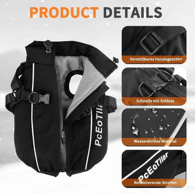 Detalle 2 de PcEoTllar Hundemantel wasserdicht, reflektierend