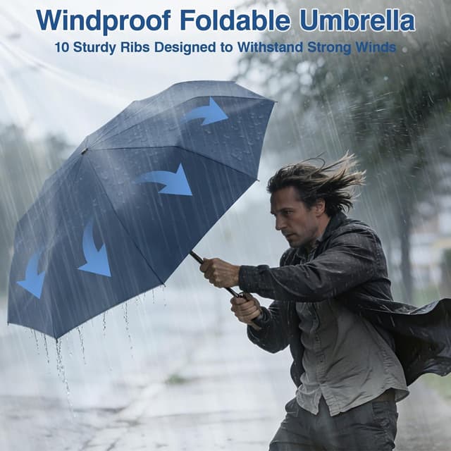 Thumbnail 6 de Parapluie pliant coupe-vent 10 côtes 32 cm