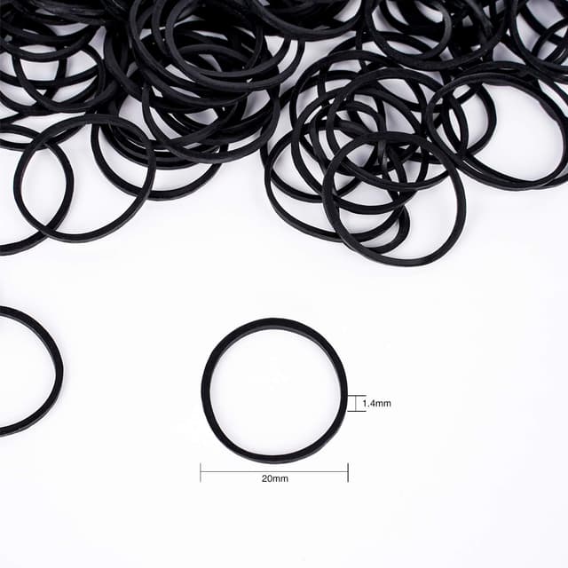 Detalle 2 de HOYOLS 3/4” Black Latex-Free Hair Rubber Bands (600 pcs) for Ties, Braids & Ponytails