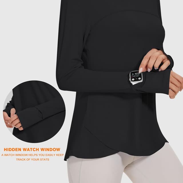 Detalle de IECCP Women’s long sleeve workout shirts with UPF 50+ sun protection and thumbholes