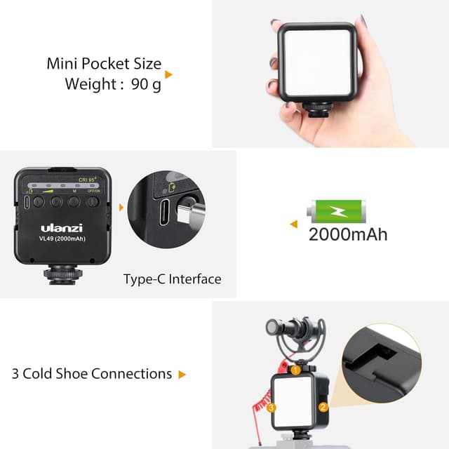 Detalle 2 de ULANZI VL49 camera light, 2000 mAh LED