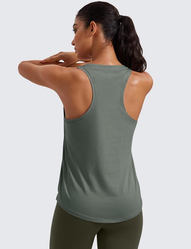 Detalle de CRZ YOGA débardeur femme en coton Pima (dos nageur) pour entraînement et yoga