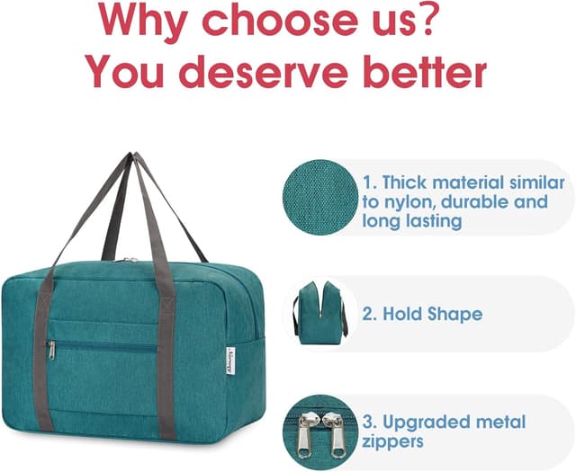 Detalle de Teal 20L Foldable Underseat Travel Duffel Bag (40x30x20cm) for Ryanair cabin bags