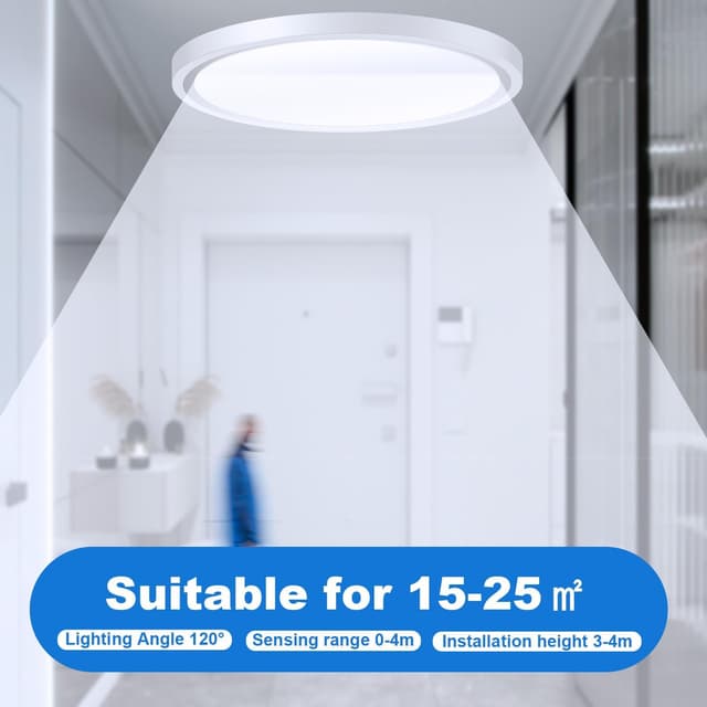 Detalle 2 de Aulaiyi LED-Deckenleuchte mit Bewegungsmelder (Radar), 30 cm, 4000K neutralweiß
