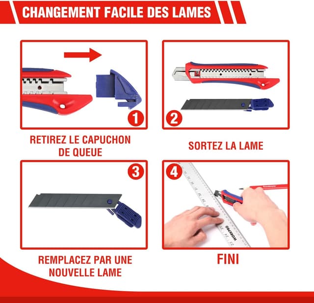 Thumbnail 4 de WORKPRO Cutter pro 18 mm lot de 5 avec lames SK5 ðŸ›