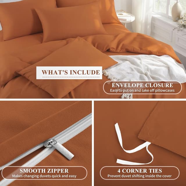 Thumbnail 5 de Aisbo Double Duvet Set with Sheet Burnt Orange