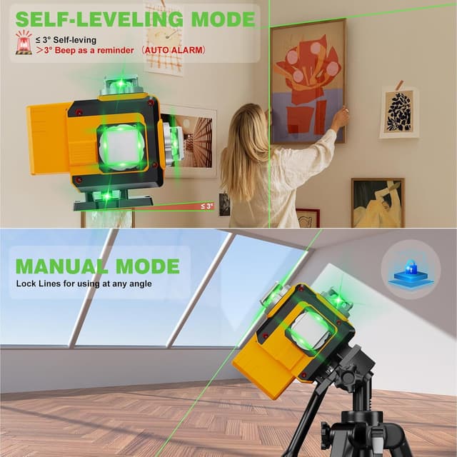 Thumbnail 4 de Ockwred Livella Laser Autolivellante 16 linee con 4×360° (verde) e batterie 4800 mAh