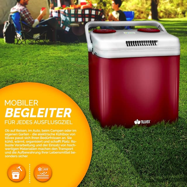 Detalle de tillvex Kühlbox elektrisch 32L – Mini-Kühlschrank 230 V & 12 V (Kühlen & Wärmen) mit ECO-Modus
