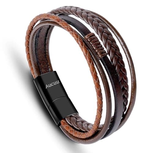 Thumbnail 8 de Aucuu Pulsera de Cuero Trenzado para Hombre