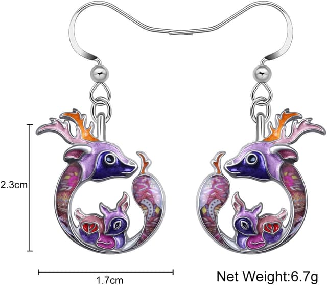 Detalle 2 de Boucles d’oreilles pendantes LONYOO à thème animaux (émail) pour la Fête des Mères