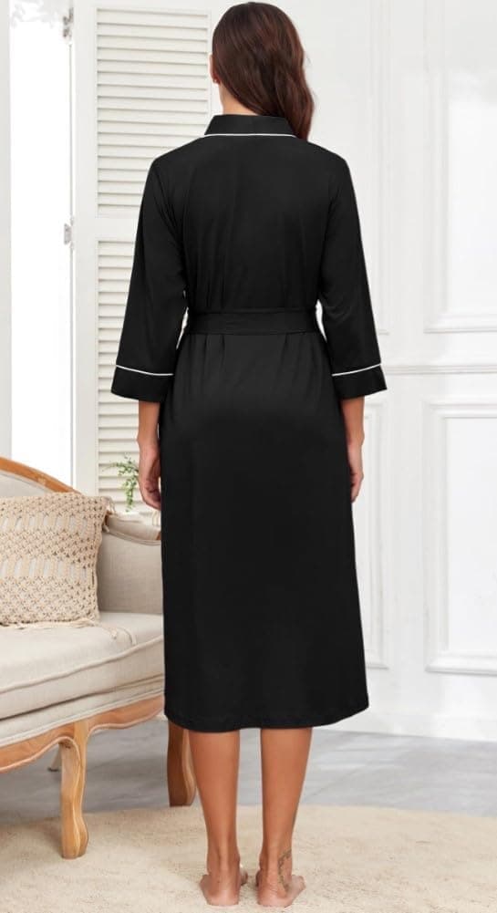 Detalle 2 de PrinStory Damen-Bademantel als leichter Kimono mit 3/4-Ärmeln, Viskose/Elasthan