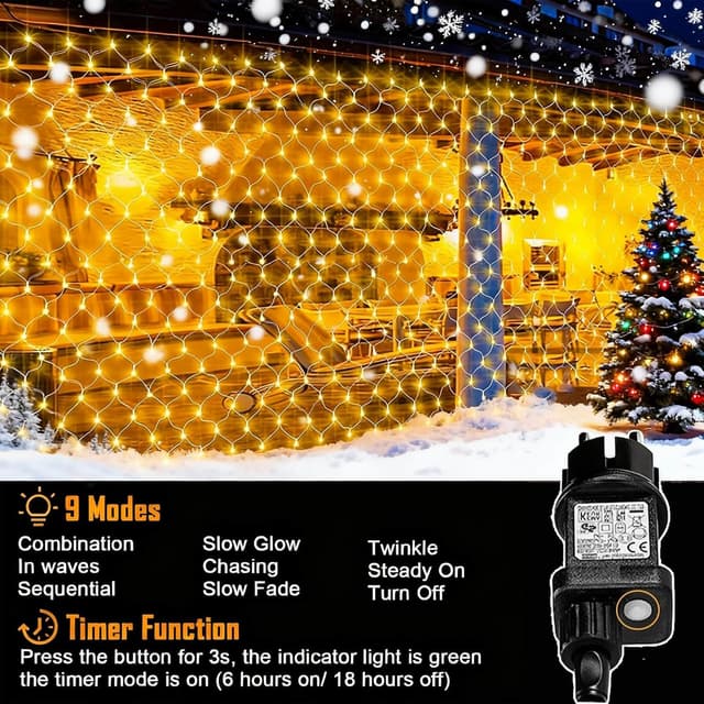 Thumbnail 5 de Joycome Rete Luminosa Natale esterno 3x2 m con 200 LED, spina, timer e 8 modalità