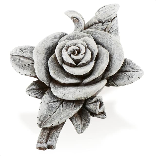 Detalle de com-four 2x Grabdekoration Rose Grabstein der Hoffnung und Reinheit (2 Stück, Rosenblüte, grau)