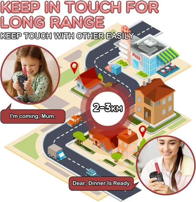 Detalle de Kearui Walkie-Talkie für Kinder (ab ca. 3–8 Jahre), 8 Kanäle, VOX & Tastensperre – Schwarz/Rot