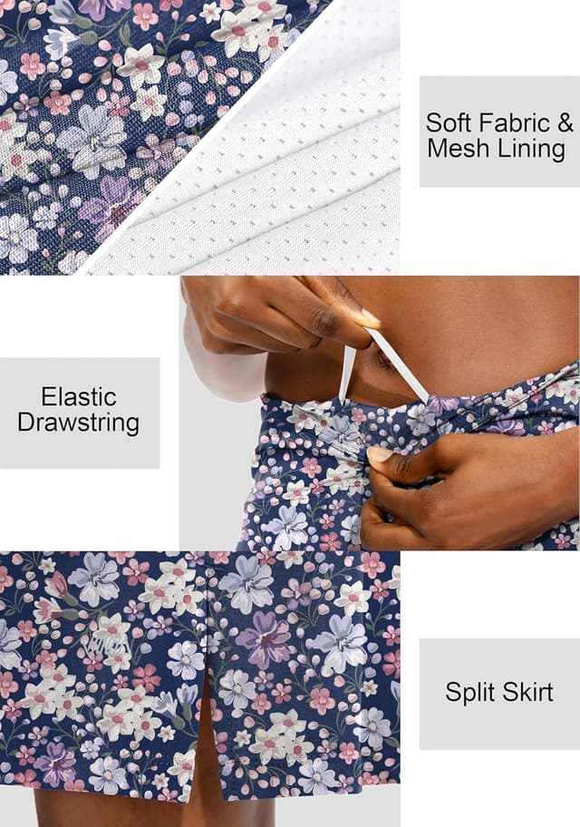 Detalle de Viodia Women’s 20" Knee Length Skorts Skirts with UPF50+ and Built-In Shorts