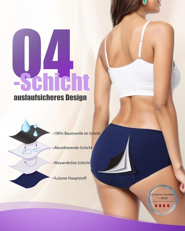 Detalle 2 de TANSTC Periodenunterwäsche 3er Pack 60 ml 🩲