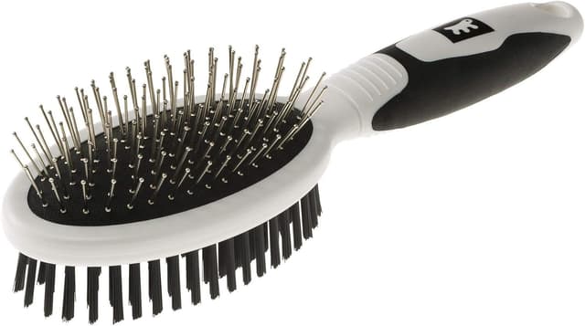 Detalle de Ferplast GRO 5763 Premium spazzola combinata setole e spilli in acciaio per cani e gatti a pelo corto, medio e lungo