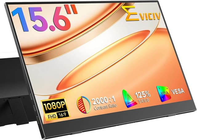 Detalle de EVICIV Portable Monitor 15,6 Zoll – 1080P IPS mit 125 % sRGB (USB‑C / Mini‑HDMI)