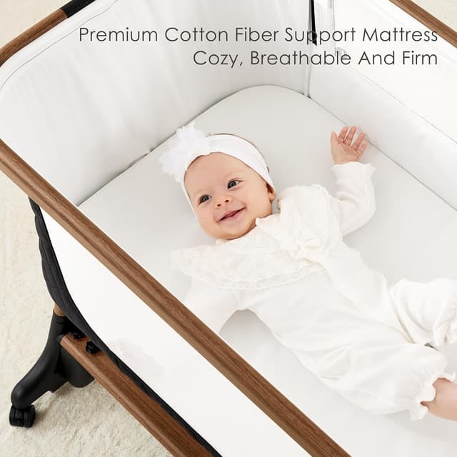 Thumbnail 6 de ANGELBLISS Electric Baby Bassinet Bedside Sleeper with Auto Rocking (Remote/Touch), 12 Sounds, 6 Heights, Storage & Wheels (Black) with Breathable Mesh