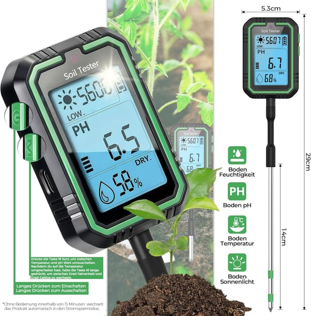 Detalle 2 de Rhein-B Feuchtigkeitsmessgerät 4-in-1 mit pH