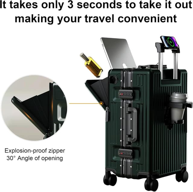 Detalle de AIWEINY Handgepäckkoffer (20 Zoll, Grün) für Frühjahr/Sommer – fluglinienzugelassen, TSA-Schloss, 360°-Rollen & Hartschale