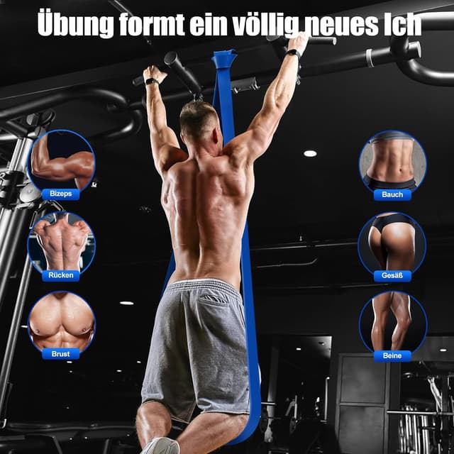 Detalle de Fokky Fitnessbänder Resistance Bands Set mit 4 Stufen, Türanker & Griffen für Stretching, Yoga und Klimmzüge