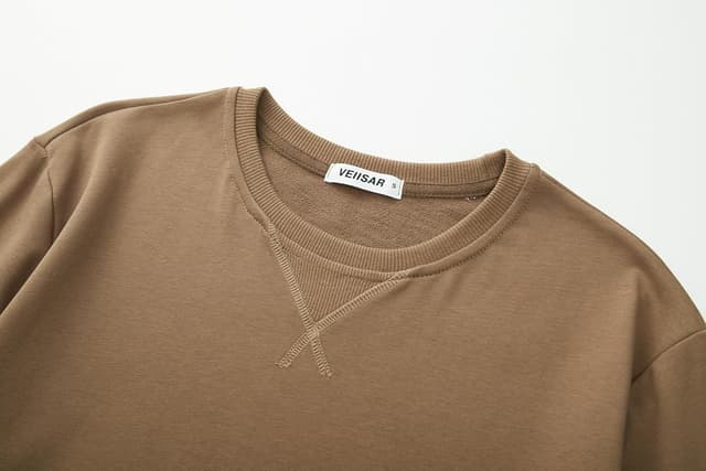 Detalle de VEIISAR Herren-Sweatshirt mit Rundhalsausschnitt (Basic) – Langarm-Pullover Freizeit