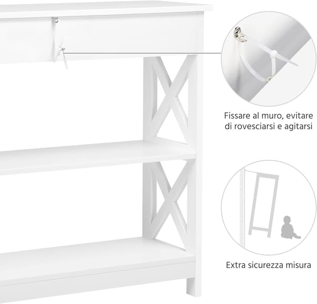 Thumbnail 4 de Yaheetech Tavolo da console 80×30×80 cm bianco