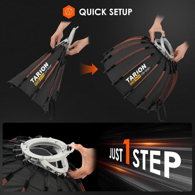 Detalle 2 de TARION Parabolische Softbox Bowens Quick-Release (60 cm) mit Diffusoren, Wabengitter & Tasche