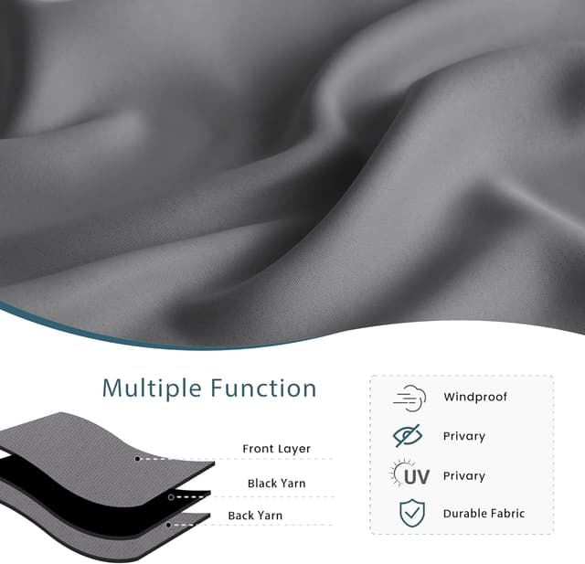 Detalle de PONY DANCE Outdoor-Vorhang wetterfest mit Ösen, 2er-Set (H 213 x B 132 cm), Grau