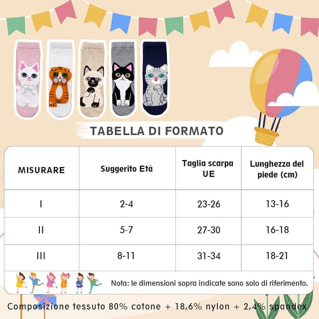 Thumbnail 4 de ZFSOCK Calzini Bambina Cotone 5 Paia Taglia 23-26