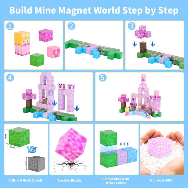 Thumbnail 6 de MEESHEEP Magnetic Blocks (100pcs) – Montessori-style magnetic building set for ages 3–10