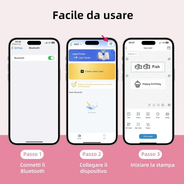 Detalle 2 de ORGSTA S001 etichettatrice portatile con stampa termica Bluetooth (203 DPI) e batteria 2000 mAh