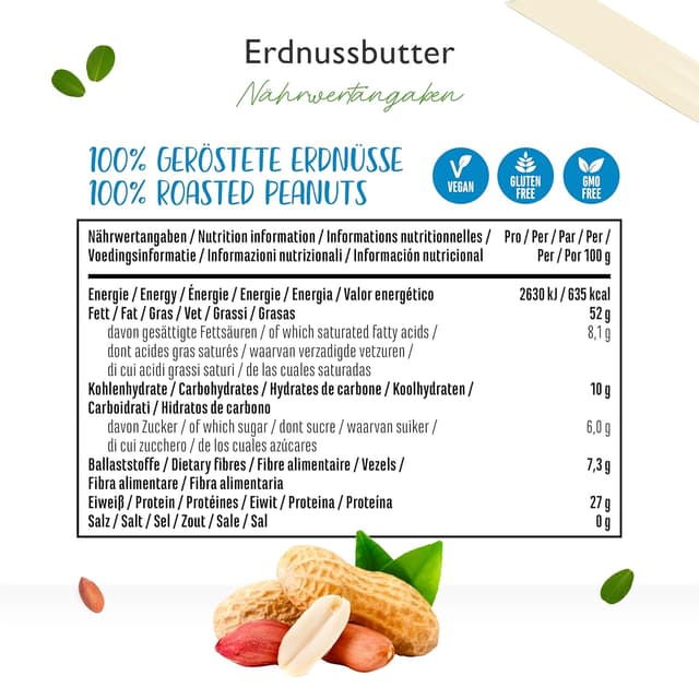 Detalle 2 de Vit4ever Erdnussbutter Smooth – 1 kg natürliche Peanut Butter ohne Zusätze, High Protein, vegan