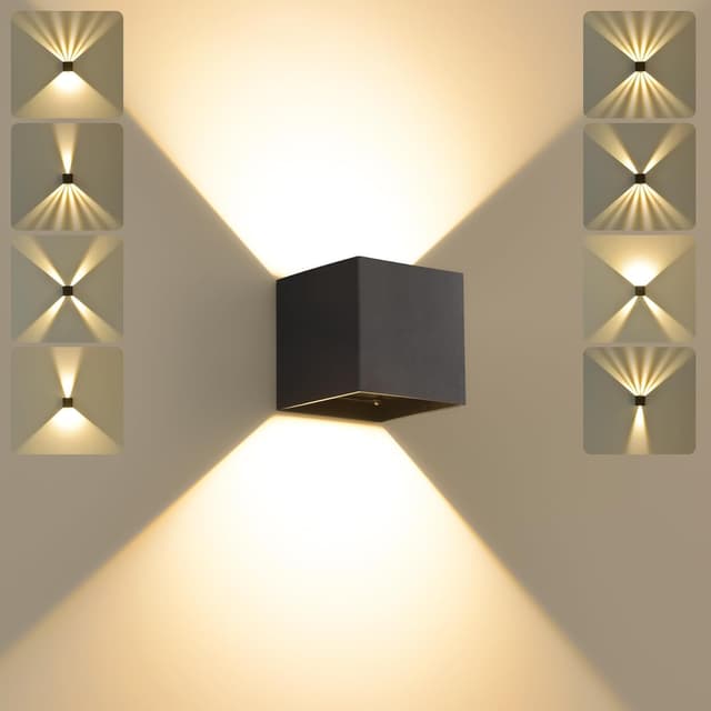 Detalle de SANSHI Applique da parete LED 12W con angolo regolabile 3000K IP65 (interno/esterno) nero
