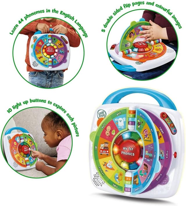 Detalle de LeapFrog My 1st Phonics: Spin & Learn Educational Toy (10 Light-up Buttons, 100+ Words, 4 Modes)